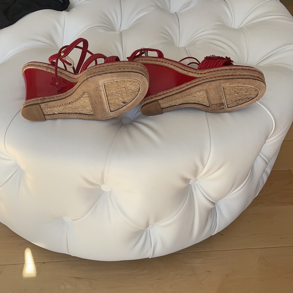 Louis Vuitton Red Suede Espadrille Charm Wedges 39 - Picture 10 of 10